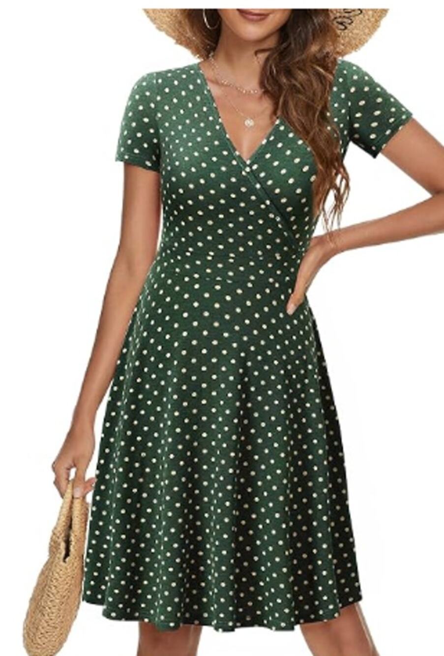 MS Basic Faux Wrap Polka Dot Dress sz S